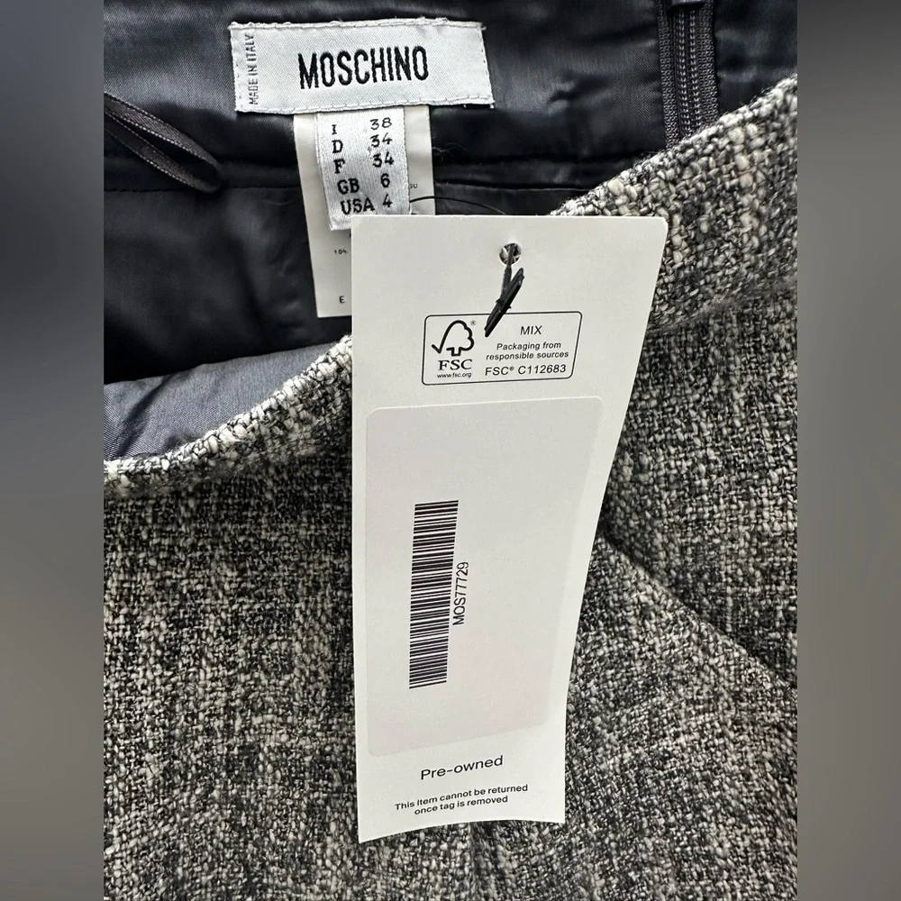 Moschino Grey Tweed Pattern Knee-Length Skirt (Size 4) - Picture 4 of 5